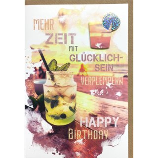 Geburtstagskarte Glücklichsein Cocktail mit Applikation