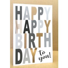 Geburtstagskarte weiß grau mit Stanzung