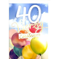A4 XXL Geburtstagskarte zum 40. bunte Luftballons