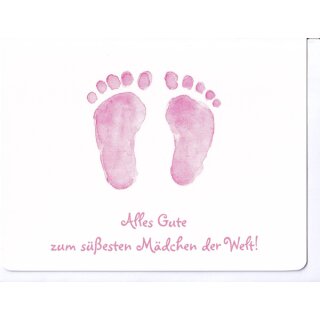 Glückwunschkarte Tochter Fußabdruck mit runden Ecken
