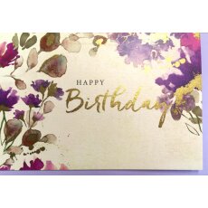 Geburtstagskarte Aquarell floral mit Goldfolie