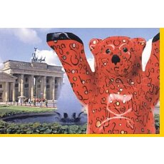 Grußkarte Buddy Bear: Georgien m. Brandenburger Tor
